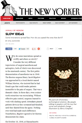 Slow Ideas , Dr Atul Gawande in the New Yorker